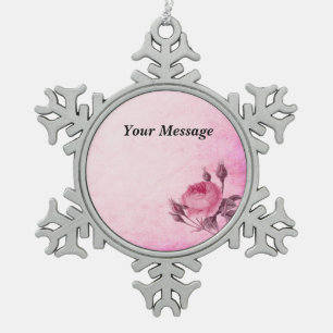 Valentinstag-Rose-Schneeflocken-Ornament mit Rahme Schneeflocken Zinn-Ornament