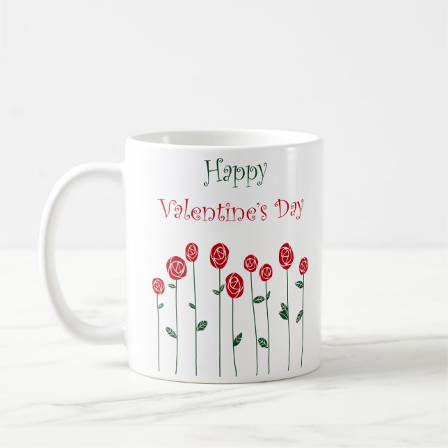 Valentinstag Rose Strauß Liebe Romantische Blume Kaffeetasse (Links)
