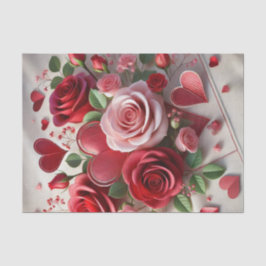 Valentinstag-Rose und Herz-Gewebe Seidenpapier