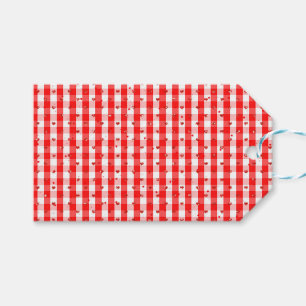Valentinstag rot kariert im Gingham-Stil Geschenkanhänger