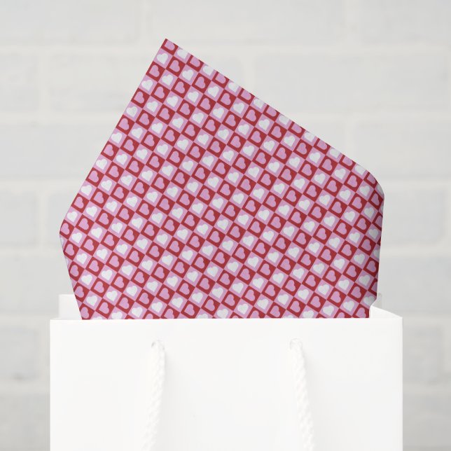 Valentinstag Rot Pink Herzen Streifen Muster  Seidenpapier (Geschenktüte)