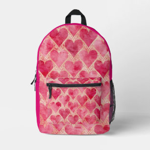 Valentinstag, Rot Pink Liebesherzmuster, Bedruckter Rucksack