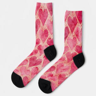 Valentinstag, Rot Rosa Liebe Herz Muster Socken