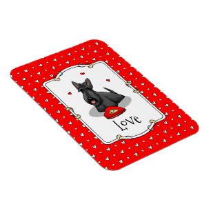 Valentinstag (rot) Schottischer Hund (schwarz) Nie Magnet