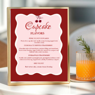 Valentinstag-Rot- und rosa-Cupcake-Geschmacksschil Poster