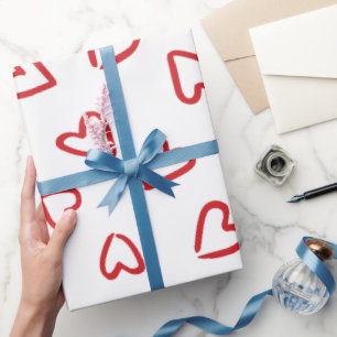 Valentinstag-Rot-Weiß-Herzmuster Geschenkpapier