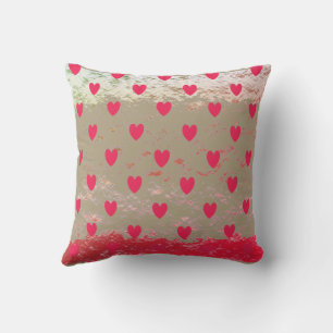 Valentinstag Rote Herz Muster Glitterndes Gold Omb Kissen