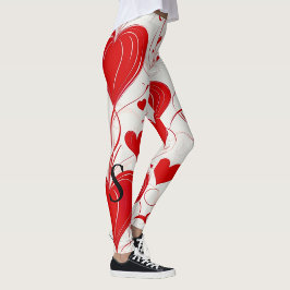 Valentinstag, rote Herzen, Monogramm Leggings