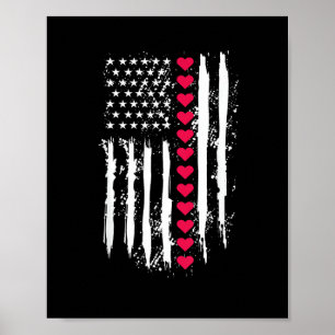 Valentinstag Rote Herzen US Amerikanische Flagge P Poster