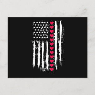 Valentinstag Rote Herzen US Amerikanische Flagge P Postkarte