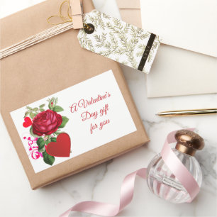 Valentinstag Rote Rose Rechteckiger Aufkleber