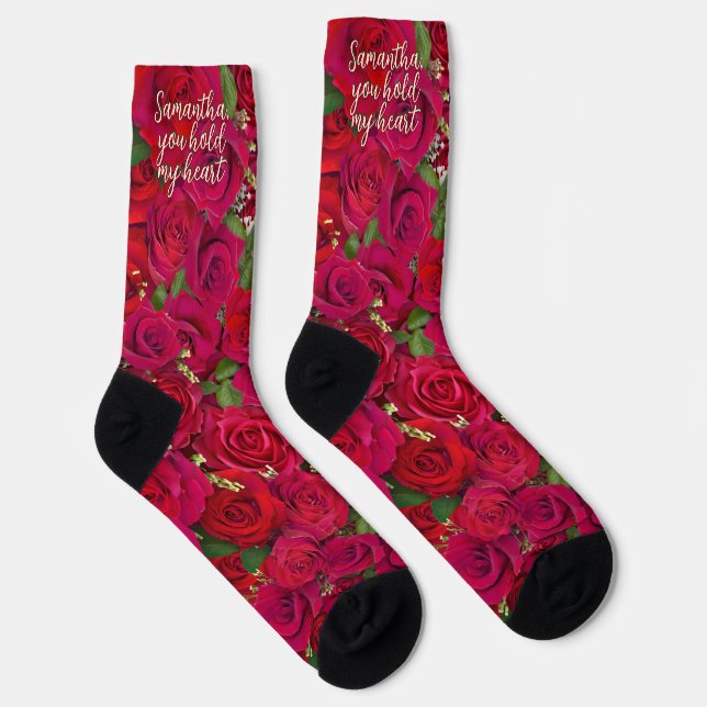 Valentinstag Rote Rosen Benutzerdefinierte Nachric Socken (Rechts)
