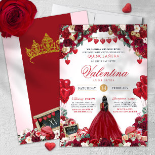 Valentinstag Rote Rosen Süß 15 Quinceañera Einladung