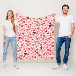 Valentinstag Rote und Rosa Herzen Fleecedecke
