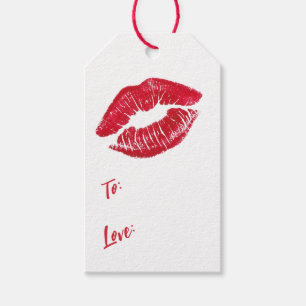 Valentinstag Roter Kiss Lip Druck nach und von Geschenkanhänger
