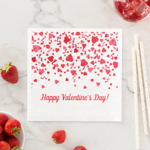 Valentinstag Roter Konfetti Herz Muster Serviette