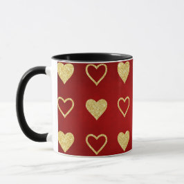 Valentinstag Roter Luxus Goldenes Herz Tasse
