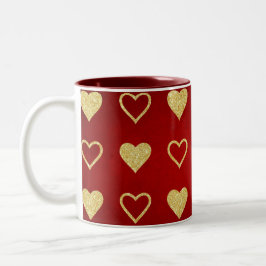 Valentinstag Roter Luxus Goldenes Herz Zweifarbige Tasse