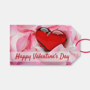Valentinstag Rotes Glas Herz Rose Petals Geschenkanhänger