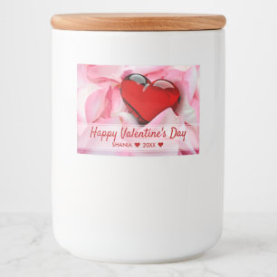 Valentinstag Rotes Glas Herz Rose Petals Lebensmitteletikett
