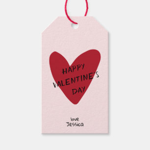 Valentinstag rotes Herz auf den rosa bg Gift Tags Geschenkanhänger
