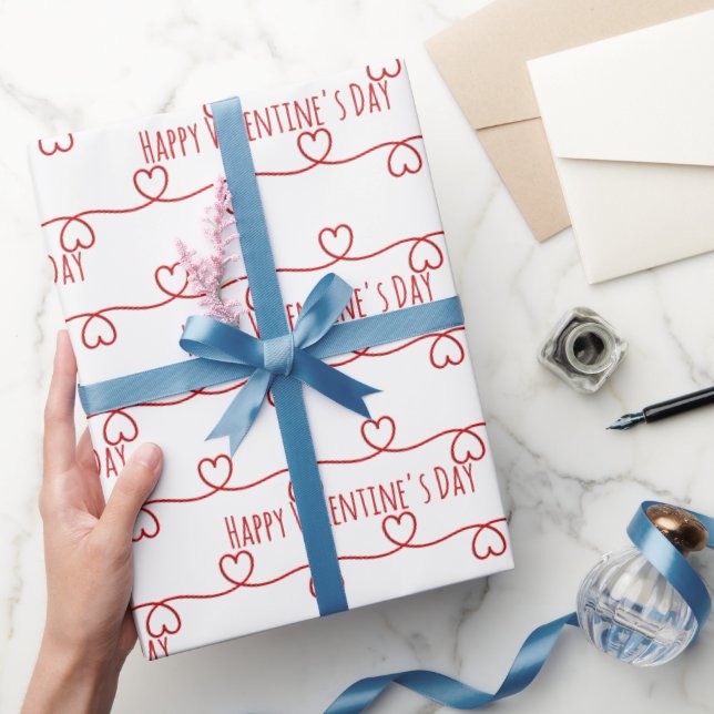 Valentinstag Rotes Herz Design Geschenkpapier (Schenken)