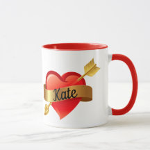 Valentinstag Rotes Herz Individuelle Name Tasse Cu
