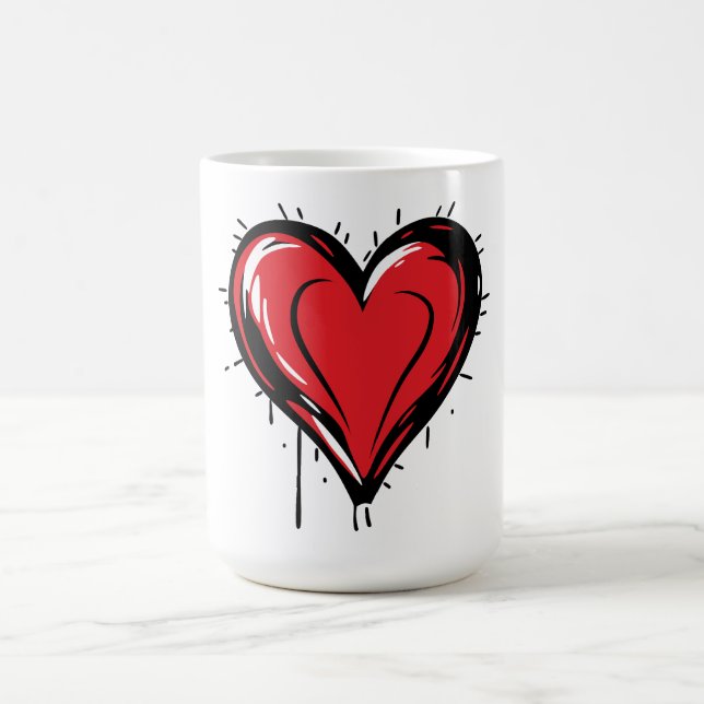 Valentinstag - Rotes Herz -  Kaffeetasse (Mittel)