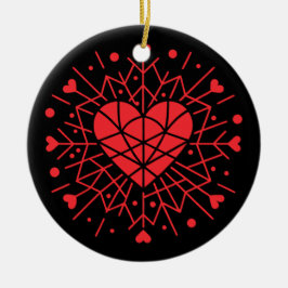 Valentinstag - Rotes Herz - Keramik Ornament