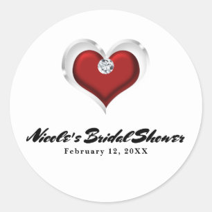 Valentinstag-Rotes Herz mit Diamant-Chic-Party Runder Aufkleber