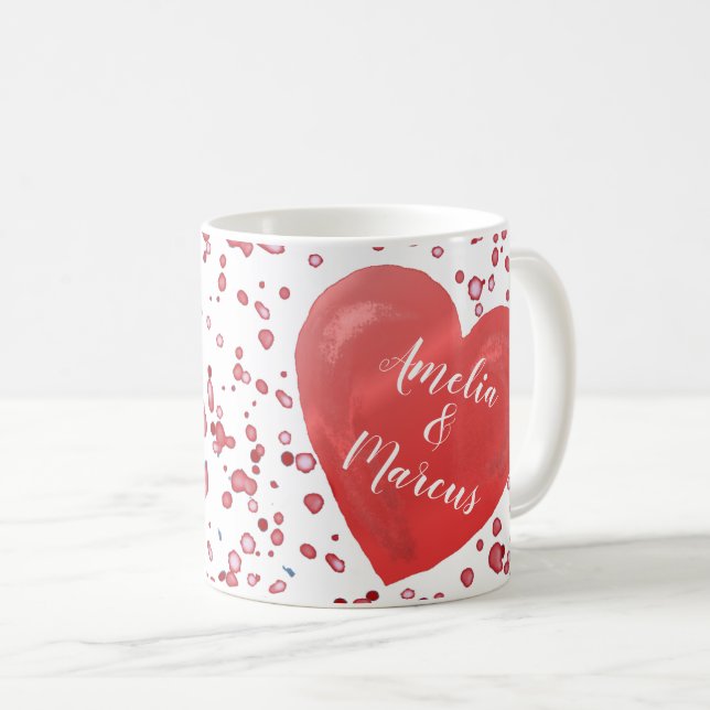 Valentinstag Rotes Herz mit Namen Kaffeetasse (VorderseiteRechts)