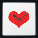 Valentinstag Rotes Herz Niedlich Weißes, individue Quadratische Wanduhr<br><div class="desc">Gedruckt mit einem großen roten Herzmuster in massivem weißem Hintergrund.</div>