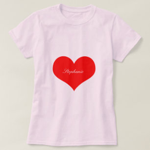 Valentinstag Rotes Herz Rosa Monogramm Niedlich T-Shirt