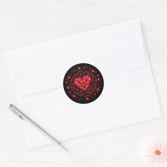 Valentinstag - Rotes Herz -  Runder Aufkleber (Umschlag)