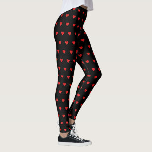 Valentinstag Rotes Herz Schwarze Leggings