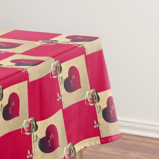 Valentinstag Rotes Herz und Rose Tablette Tischdecke (Beispiel)