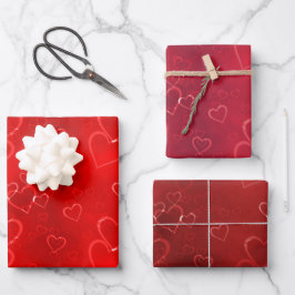 Valentinstag rotes Herzmuster Geschenkpapier Set