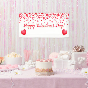 Valentinstag Rotes Konfetti-Herzen-Muster Banner