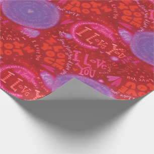 Valentinstag Rotes Rosa I Liebe Sie Typografie Geschenkpapier