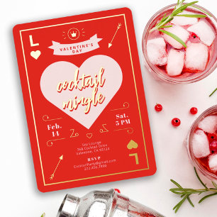 Valentinstag-Rotparty-Herz und Liebe Rot Folieneinladung