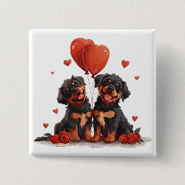 Valentinstag Rottweiler Hunde Button