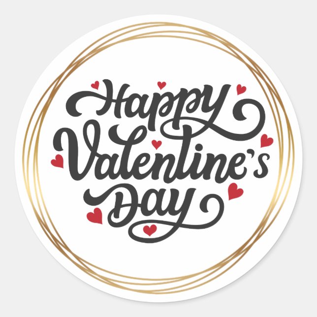 Valentinstag Runder Aufkleber (Vorderseite)