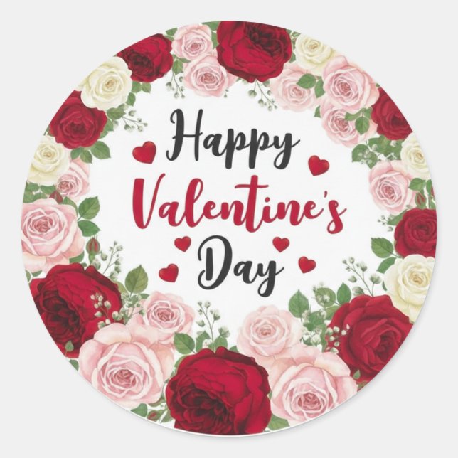 Valentinstag Runder Aufkleber (Vorderseite)