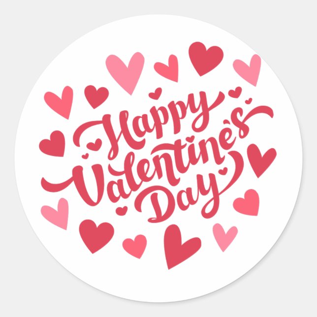Valentinstag Runder Aufkleber (Vorderseite)