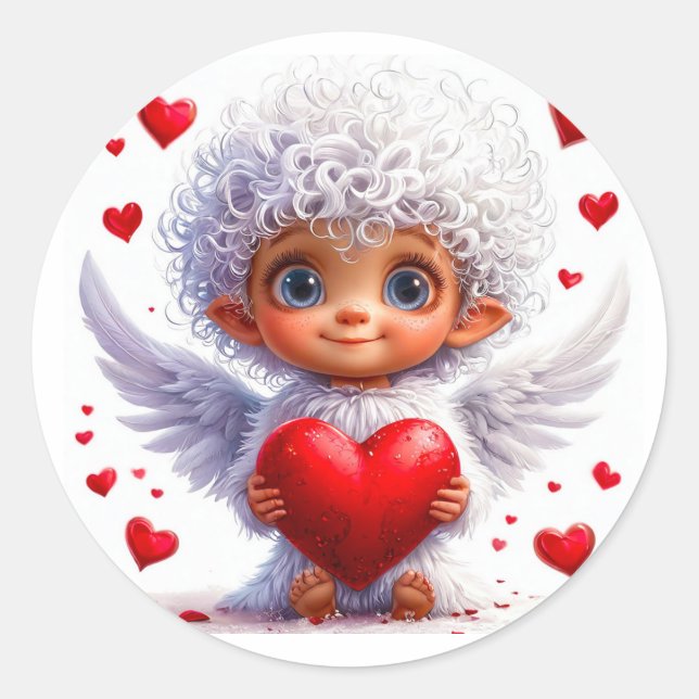 Valentinstag Runder Aufkleber (Vorderseite)