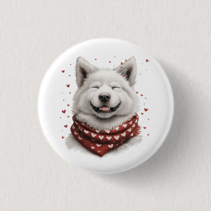 Valentinstag Samojede Hund Button