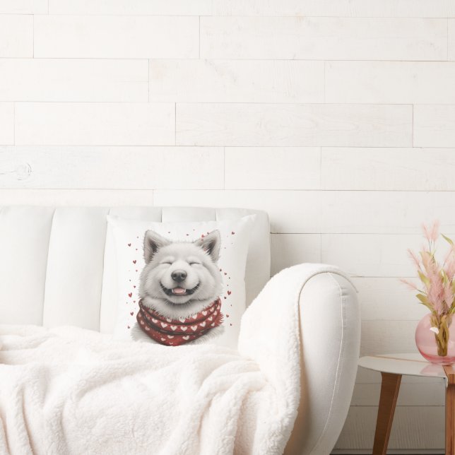 Valentinstag Samojede Hund Kissen (Liege)