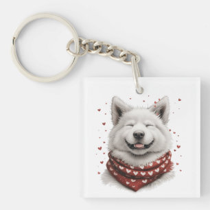 Valentinstag Samojede Hund Schlüsselanhänger