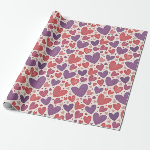 Valentinstag Schattierungen von Rot Lila Herz Must Geschenkpapier