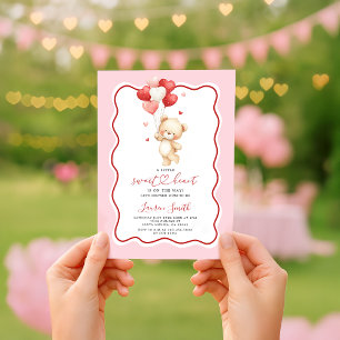 Valentinstag-Schatz-Teddybär-Baby-Party Einladung